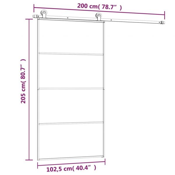 Schiebetür mit Beschlag 102,5x205 cm ESG-Glas & Aluminium