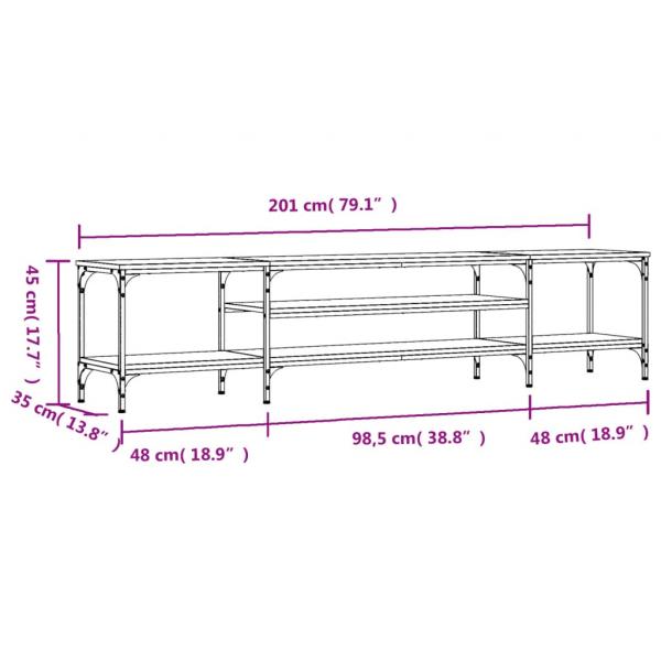 TV-Schrank Grau Sonoma 201x35x45 cm Holzwerkstoff & Eisen