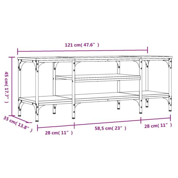 TV-Schrank Räuchereiche 121x35x45 cm Holzwerkstoff & Eisen