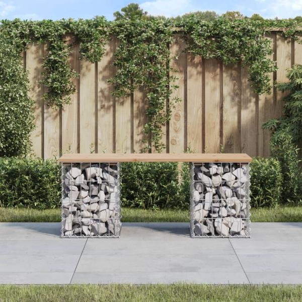 ARDEBO.de - Gartenbank aus Gabionen 103x31x42 cm Massivholz Kiefer