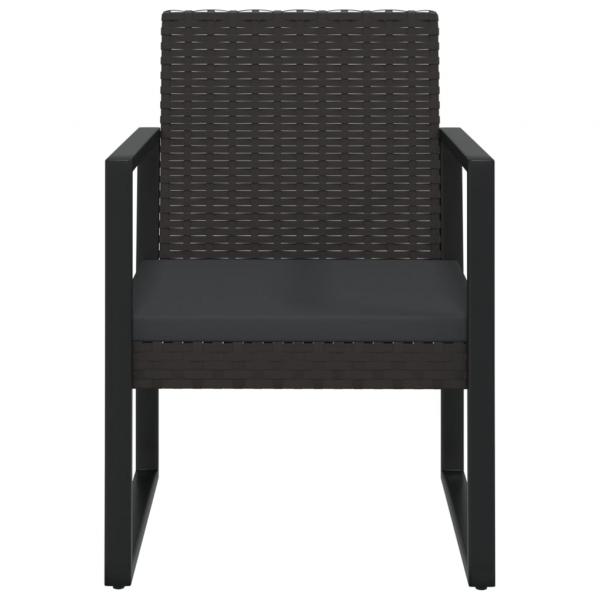 4-tlg. Garten-Lounge-Set mit Kissen Schwarz Poly Rattan