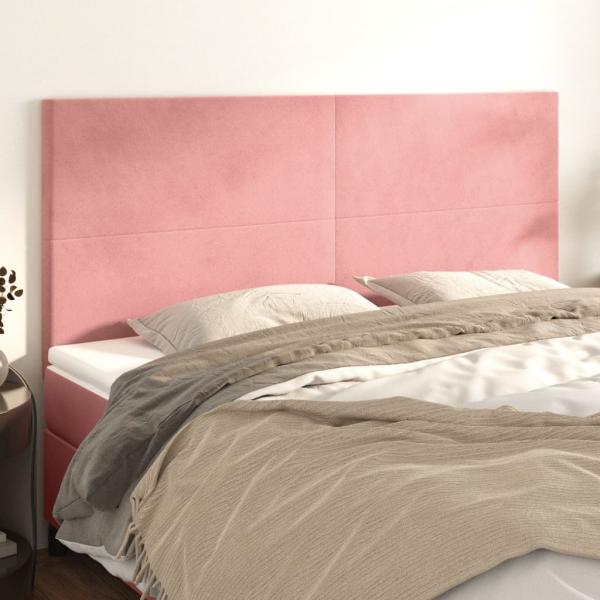 ARDEBO.de - Kopfteile 4 Stk. Rosa 100x5x78/88 cm Samt