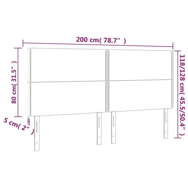 Kopfteile 4 Stk. Dunkelgrau 100x5x78/88 cm Samt