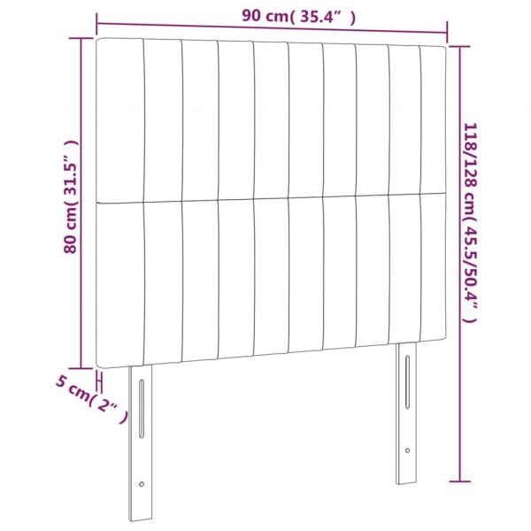 Kopfteile 2 Stk. Hellgrau 90x5x78/88 cm Samt