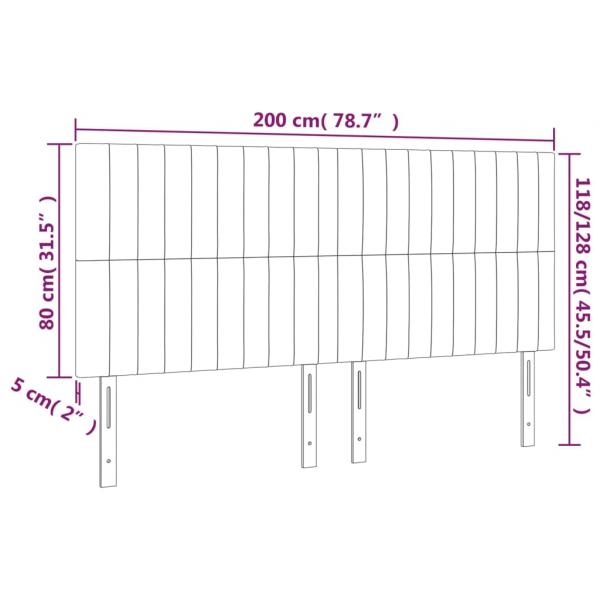 Kopfteile 4 Stk. Dunkelgrau 100x5x78/88 cm Samt