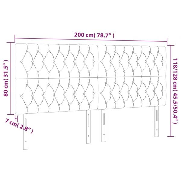 Kopfteile 4 Stk. Hellgrau 100x7x78/88 cm Stoff