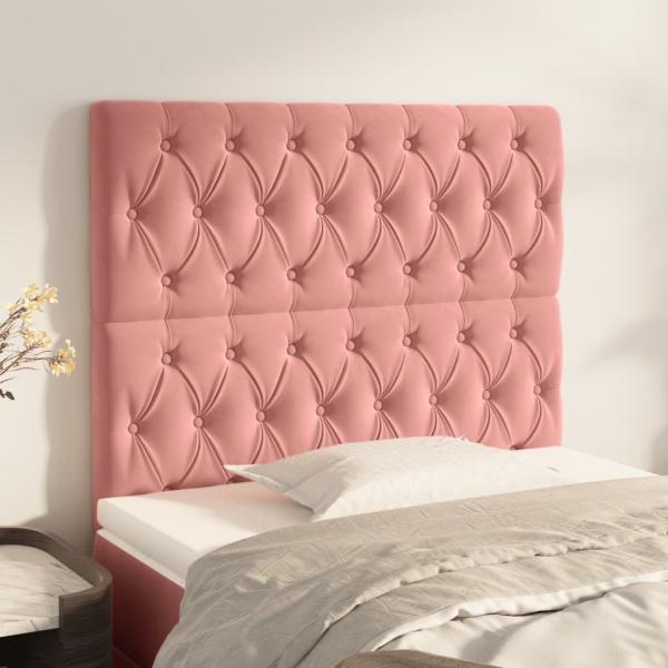 ARDEBO.de - Kopfteile 2 Stk. Rosa 100x7x78/88 cm Samt