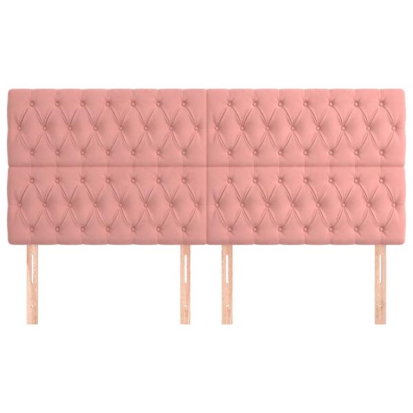 Kopfteile 4 Stk. Rosa 100x7x78/88 cm Samt