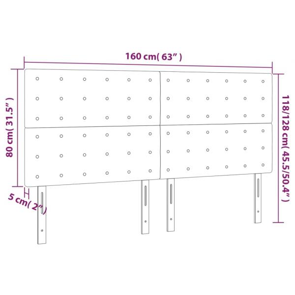 Kopfteile 4 Stk. Dunkelgrau 80x5x78/88 cm Samt