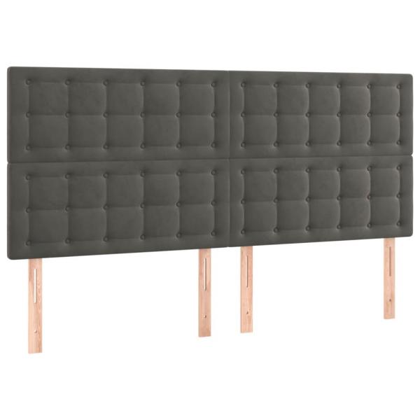 Kopfteile 4 Stk. Dunkelgrau 90x5x78/88 cm Samt