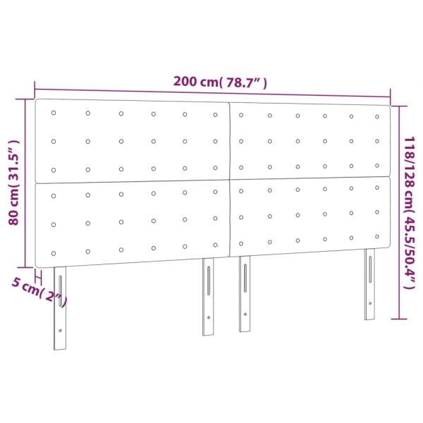 Kopfteile 4 Stk. Hellgrau 100x5x78/88 cm Samt