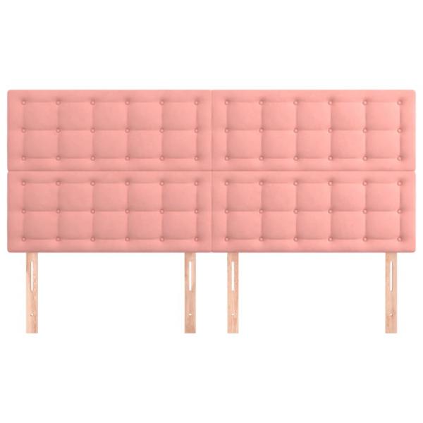 Kopfteile 4 Stk. Rosa 100x5x78/88 cm Samt