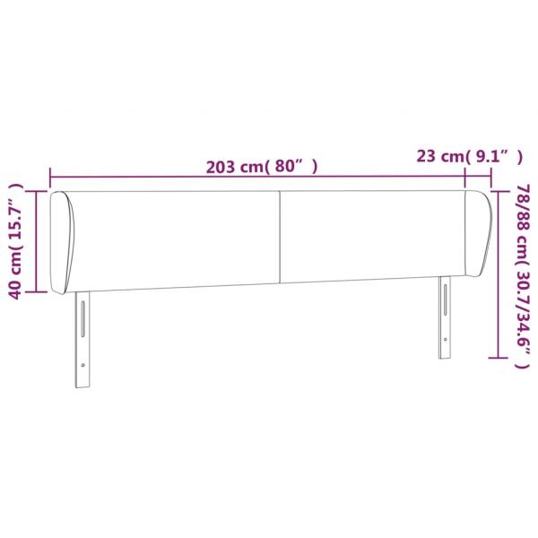 Kopfteil mit Ohren Schwarz 203x23x78/88 cm Stoff