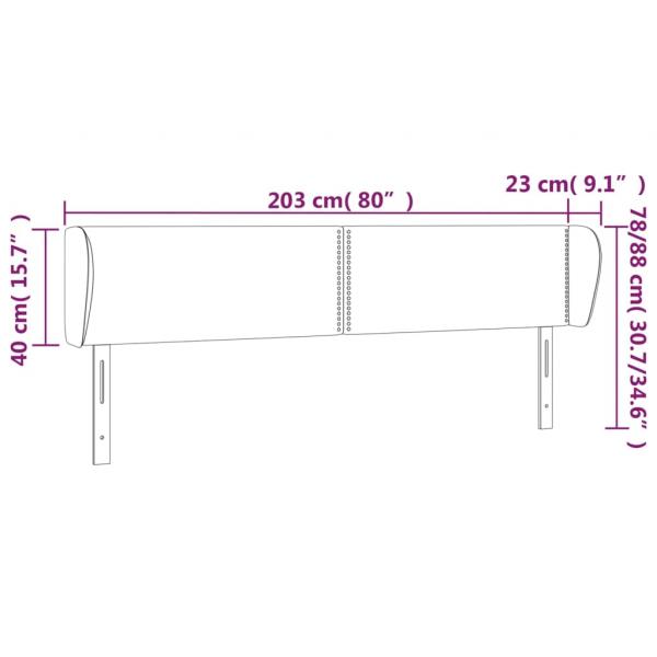 Kopfteil mit Ohren Dunkelgrau 203x23x78/88 cm Samt