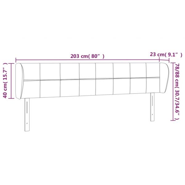 Kopfteil mit Ohren Hellgrau 203x23x78/88 cm Stoff