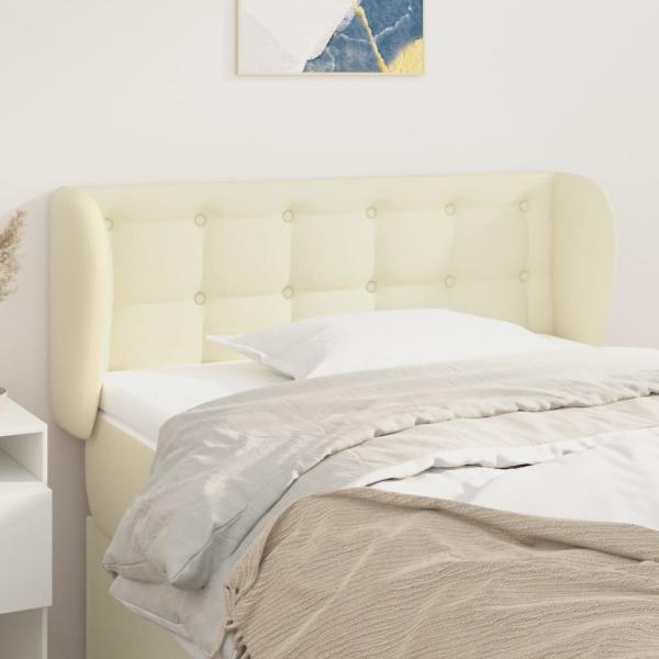 ARDEBO.de - Kopfteil mit Ohren Creme 103x23x78/88 cm Kunstleder