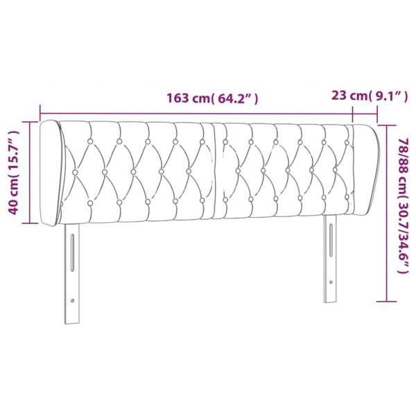 Kopfteil mit Ohren Hellgrau 163x23x78/88 cm Stoff