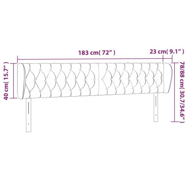 Kopfteil mit Ohren Hellgrau 183x23x78/88 cm Stoff