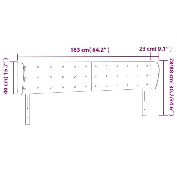 Kopfteil mit Ohren Hellgrau 163x23x78/88 cm Samt