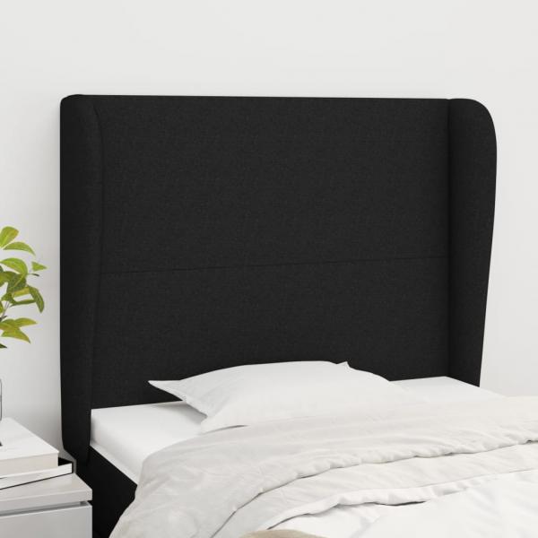 ARDEBO.de - Kopfteil mit Ohren Schwarz 83x23x118/128 cm Stoff