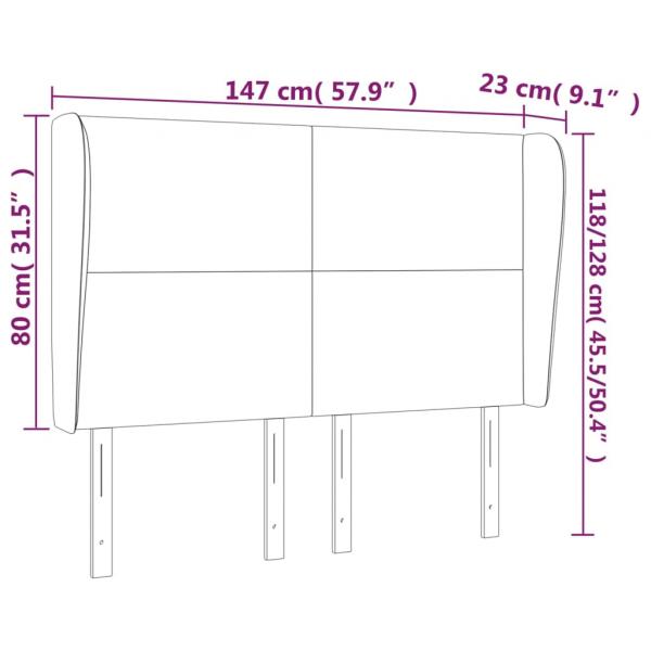 Kopfteil mit Ohren Hellgrau 147x23x118/128 cm Samt