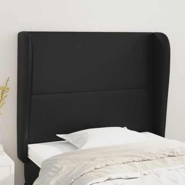 ARDEBO.de - Kopfteil mit Ohren Schwarz 83x23x118/128 cm Kunstleder