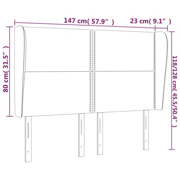 Kopfteil mit Ohren Dunkelgrau 147x23x118/128 cm Stoff