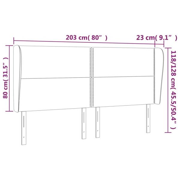 Kopfteil mit Ohren Hellgrau 203x23x118/128 cm Stoff