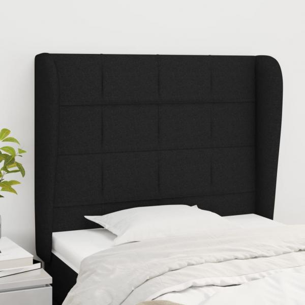 ARDEBO.de - Kopfteil mit Ohren Schwarz 83x23x118/128 cm Stoff