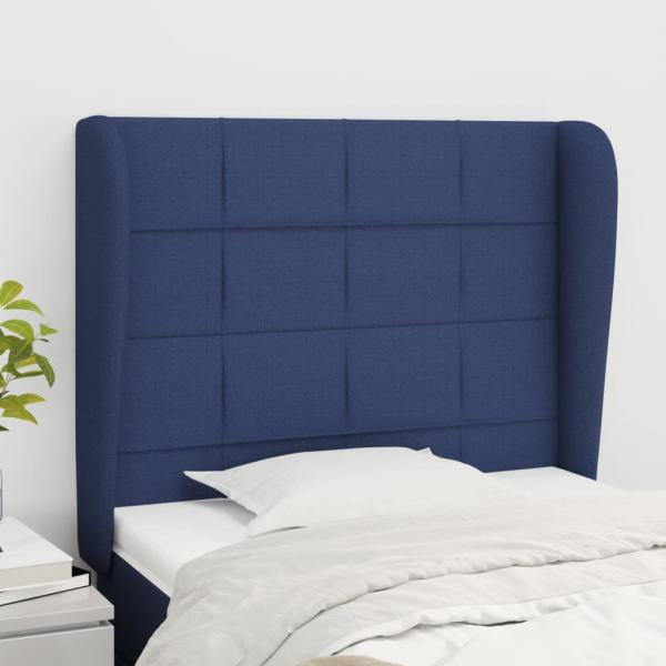 ARDEBO.de - Kopfteil mit Ohren Blau 93x23x118/128 cm Stoff