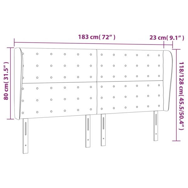 Kopfteil mit Ohren Grau 183x23x118/128 cm Kunstleder