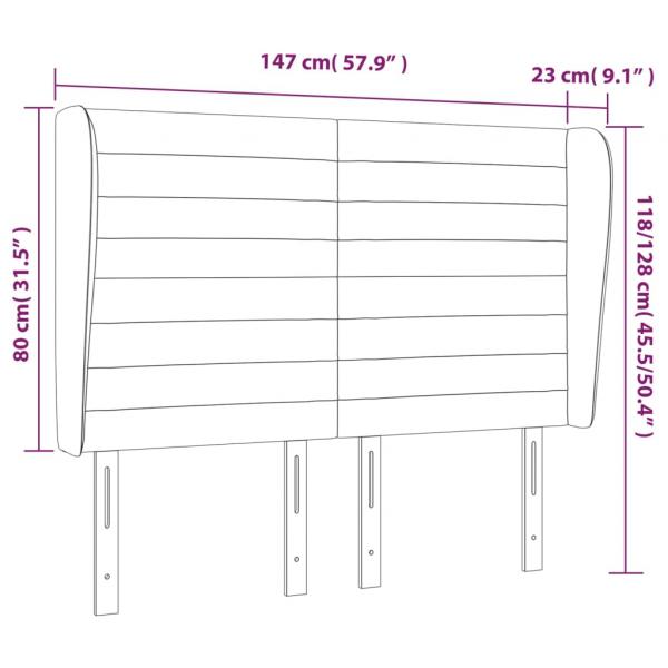 Kopfteil mit Ohren Hellgrau 147x23x118/128 cm Stoff