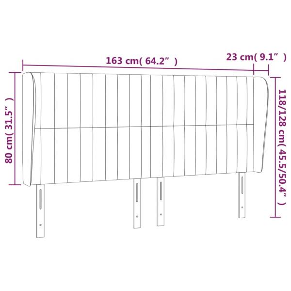 Kopfteil mit Ohren Dunkelgrau 163x23x118/128 cm Samt