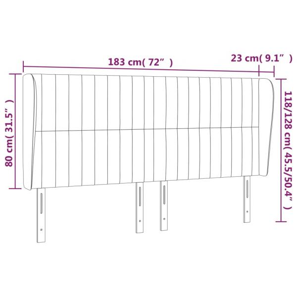 Kopfteil mit Ohren Dunkelgrau 183x23x118/128 cm Samt