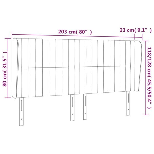 Kopfteil mit Ohren Hellgrau 203x23x118/128 cm Samt