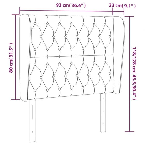 Kopfteil mit Ohren Schwarz 93x23x118/128 cm Stoff