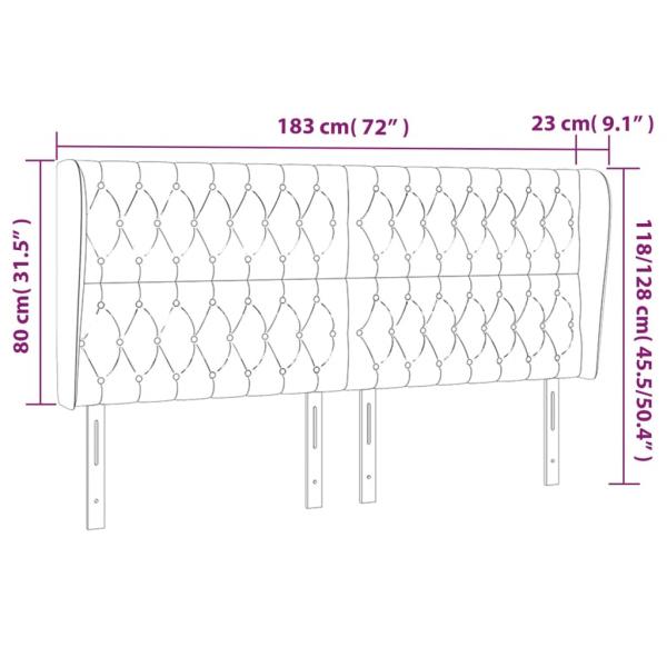 Kopfteil mit Ohren Hellgrau 183x23x118/128 cm Stoff