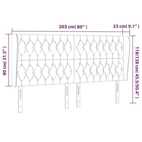 Kopfteil mit Ohren Hellgrau 203x23x118/128 cm Samt