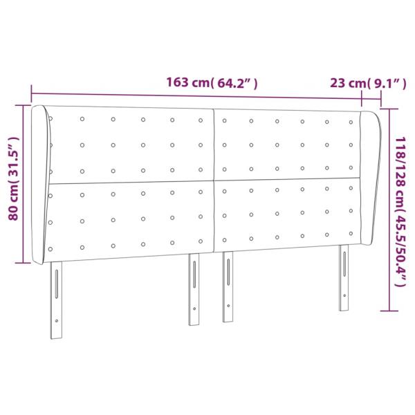 Kopfteil mit Ohren Dunkelgrau 163x23x118/128 cm Samt