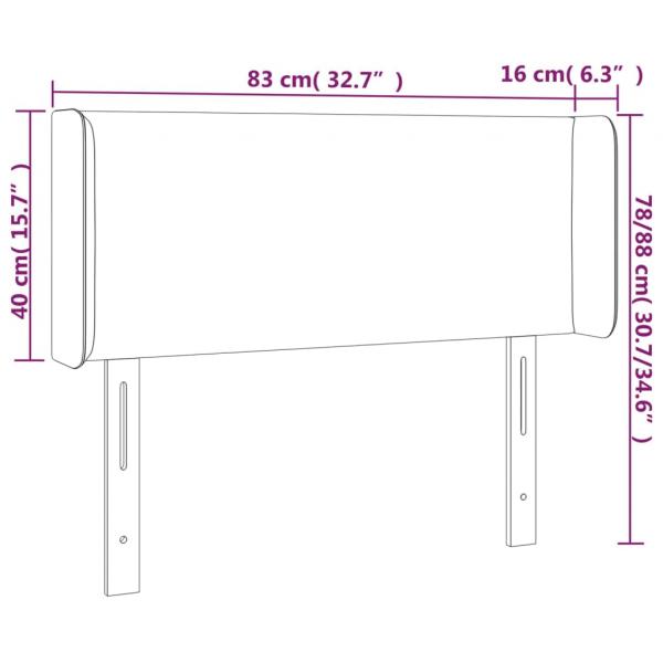 Kopfteil mit Ohren Dunkelgrau 83x16x78/88 cm Samt