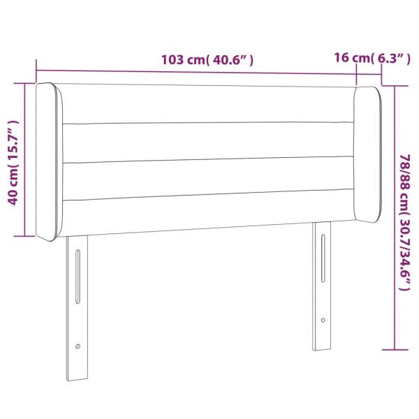 Kopfteil mit Ohren Hellgrau 103x16x78/88 cm Samt