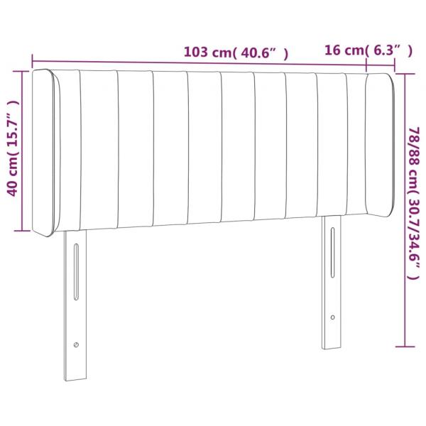 Kopfteil mit Ohren Hellgrau 103x16x78/88 cm Samt