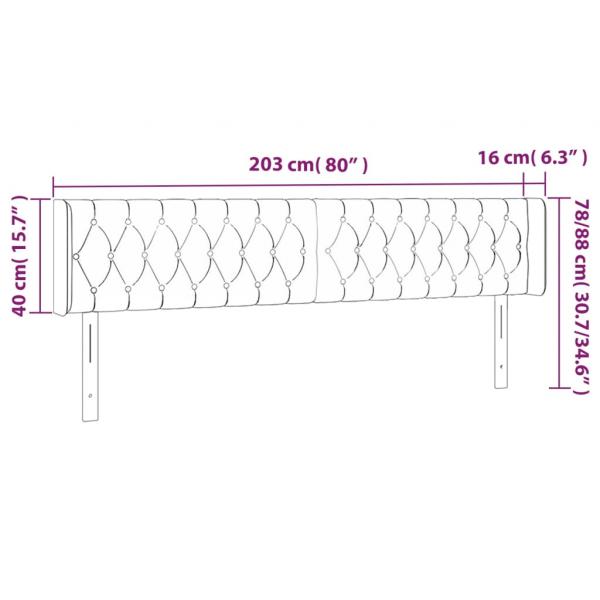 Kopfteil mit Ohren Hellgrau 203x16x78/88 cm Samt