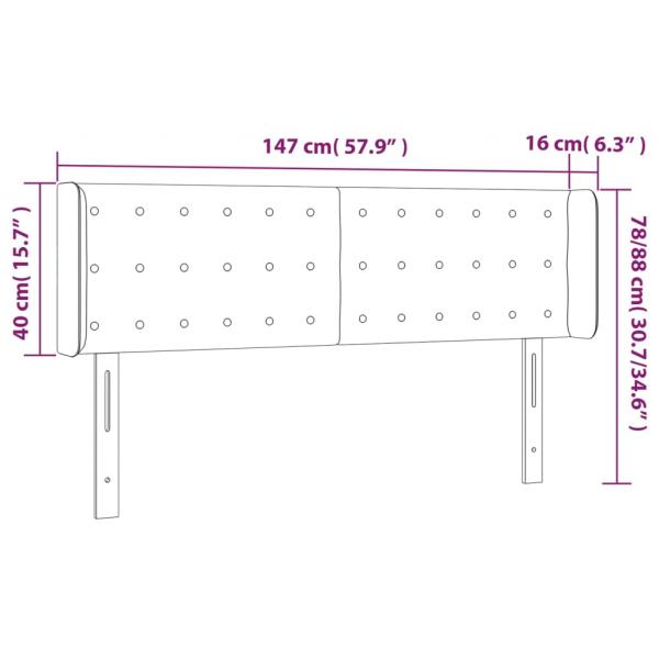 Kopfteil mit Ohren Hellgrau 147x16x78/88 cm Samt