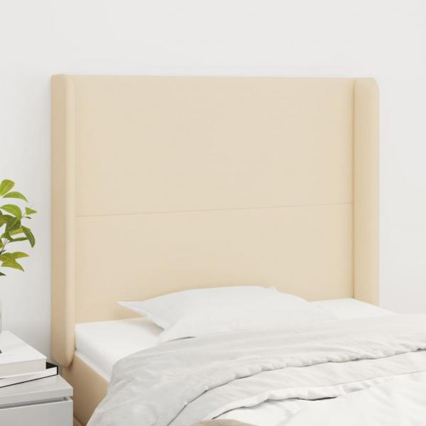 ARDEBO.de - Kopfteil mit Ohren Creme 93x16x118/128 cm Stoff