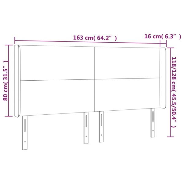 Kopfteil mit Ohren Dunkelgrau 163x16x118/128 cm Samt