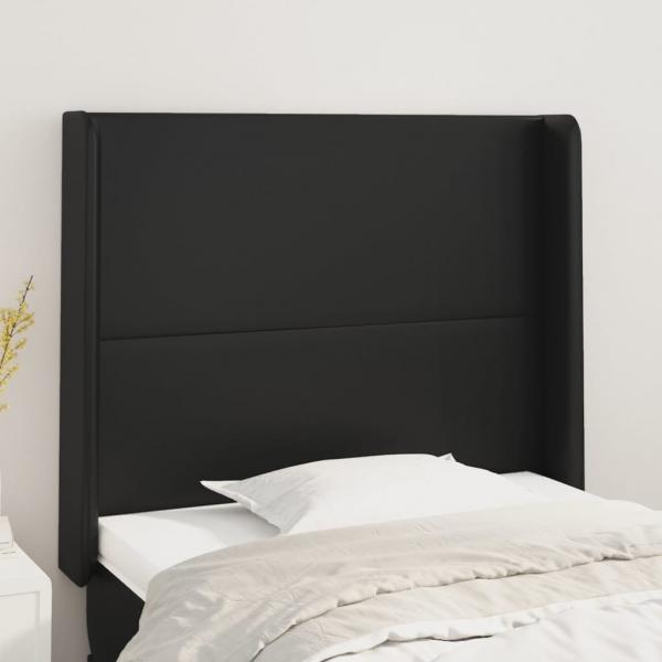 ARDEBO.de - Kopfteil mit Ohren Schwarz 83x16x118/128 cm Kunstleder