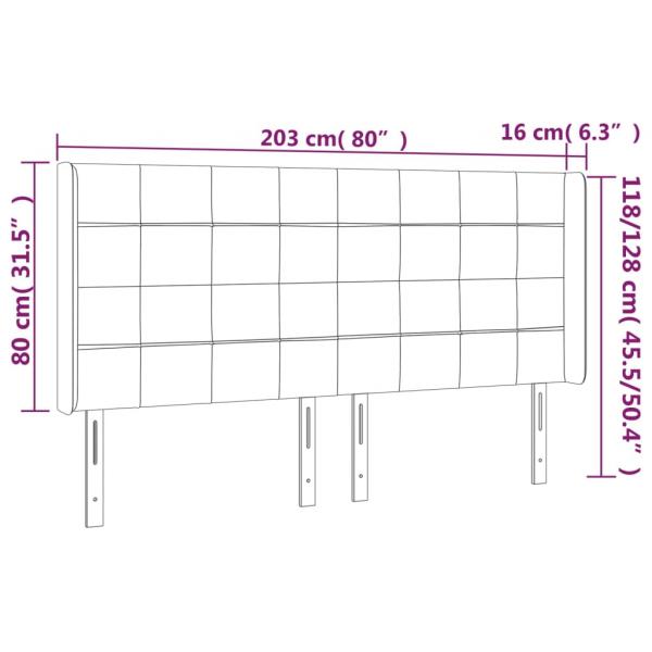 Kopfteil mit Ohren Hellgrau 203x16x118/128 cm Stoff