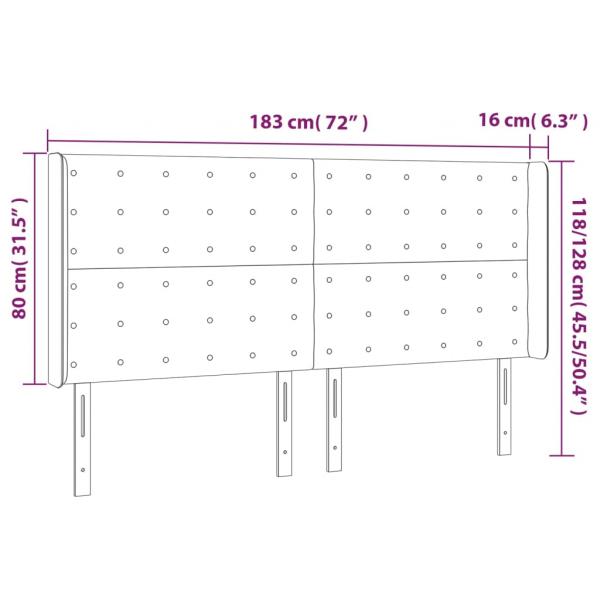 Kopfteil mit Ohren Grau 183x16x118/128 cm Kunstleder