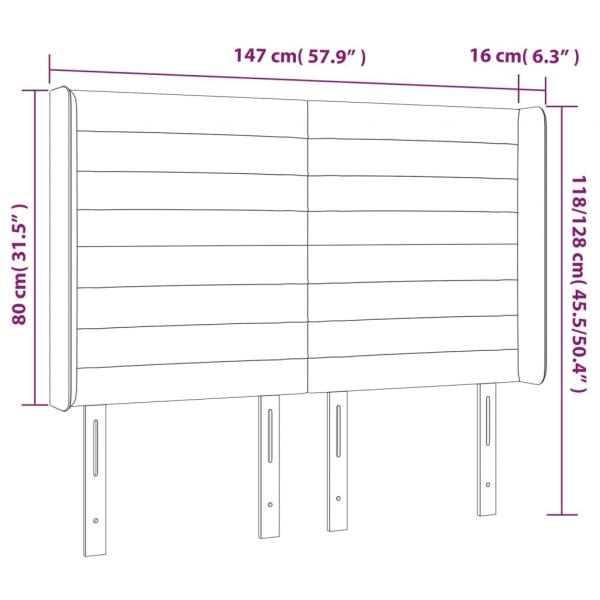 Kopfteil mit Ohren Hellgrau 147x16x118/128 cm Stoff